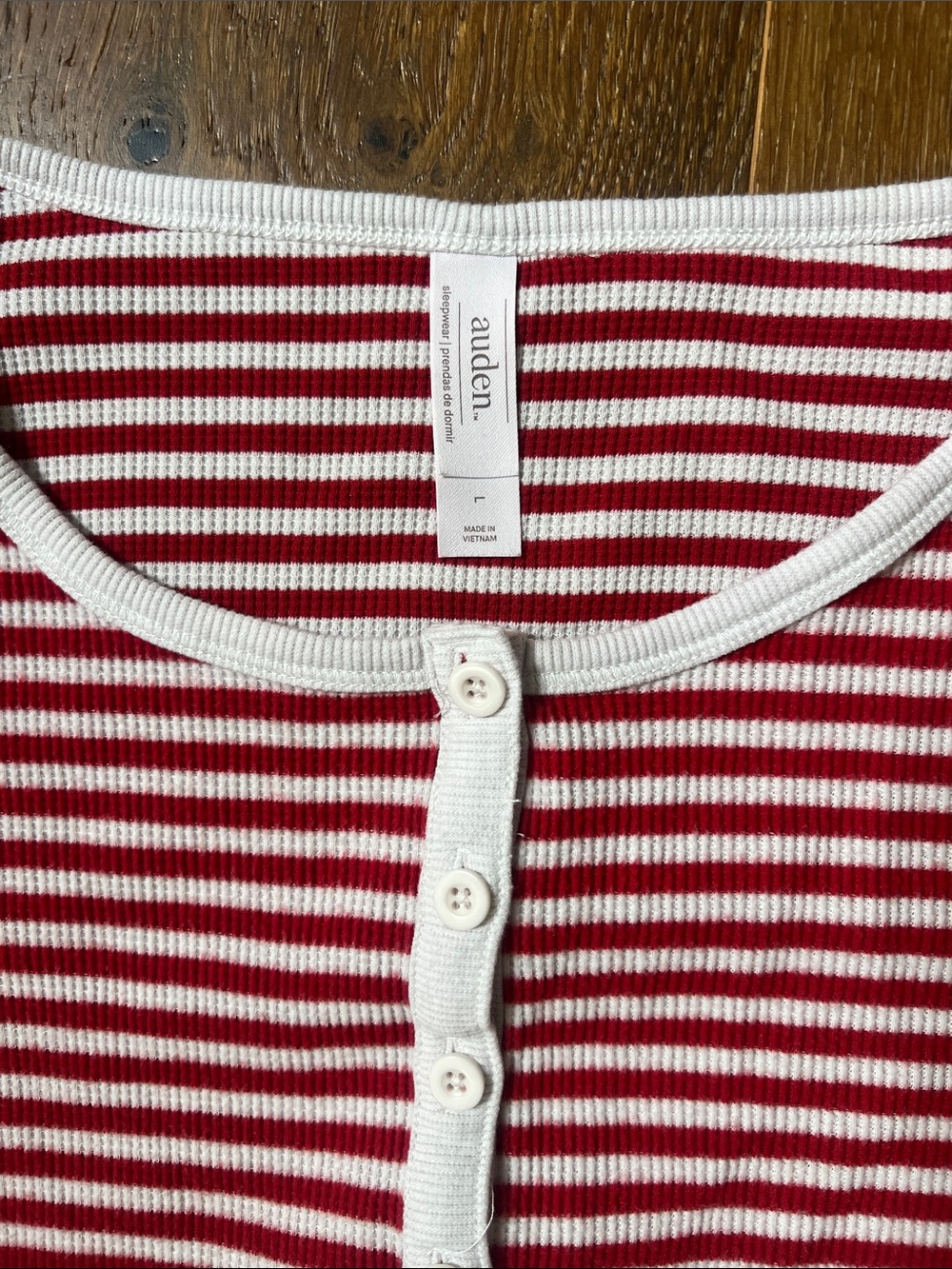 Auden Red & White Striped Women's Two-Piece Pajama Set Size L NEW !!!! - Picture 4 of 6